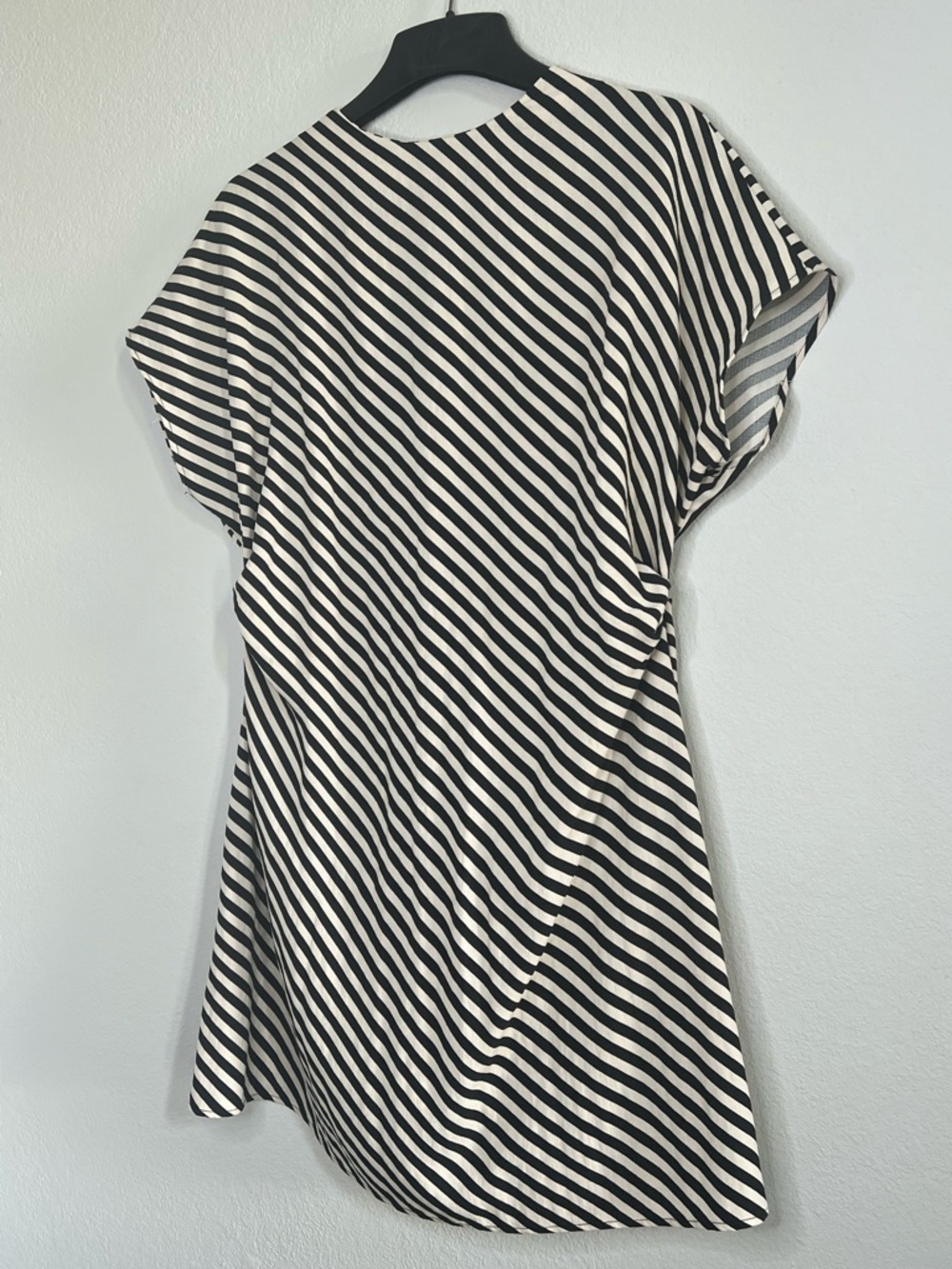 H&M Black and Light Beige Asymmetrical Striped Dress